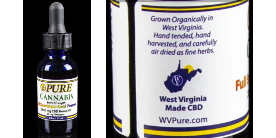 WV Pure Cannabis CBD Hemp Oil - Premium, full-spectrum CBD oil. Organically grown hemp. Chemical and preservative-free. Cold pressed to preserve all nature's goodness. 2040 mg/ 1 fl oz