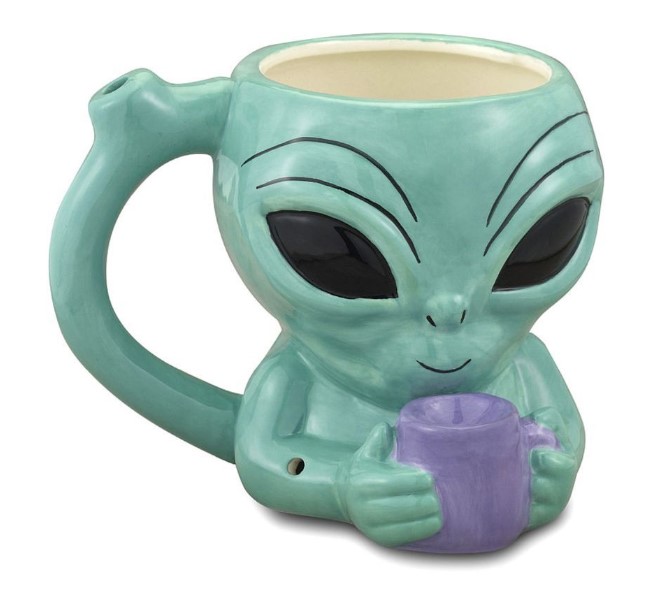ET Phone Home! Who's up for some coffee and a cool riff on an alien ceramic mug pipe?