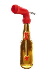 If you are a party animal, this crazy invention is a must-have party favor! The Knockout Beer Bong & Gravity Bong Hybrid - shown assembled and on a bottle of beer.