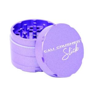 Lavender Cali Crusher OG Slick 4-Part Nonstick Grinder with ceramic coating, magnetic lid and stainless steel screen. Made from Anodized 6061-T6 aerospace aluminum.