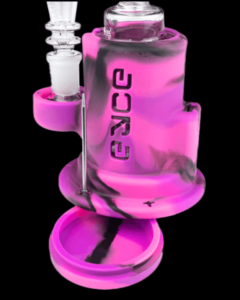 The Spark Proteck Glass and Silicone Dab Rig showing the secret stash in the base.