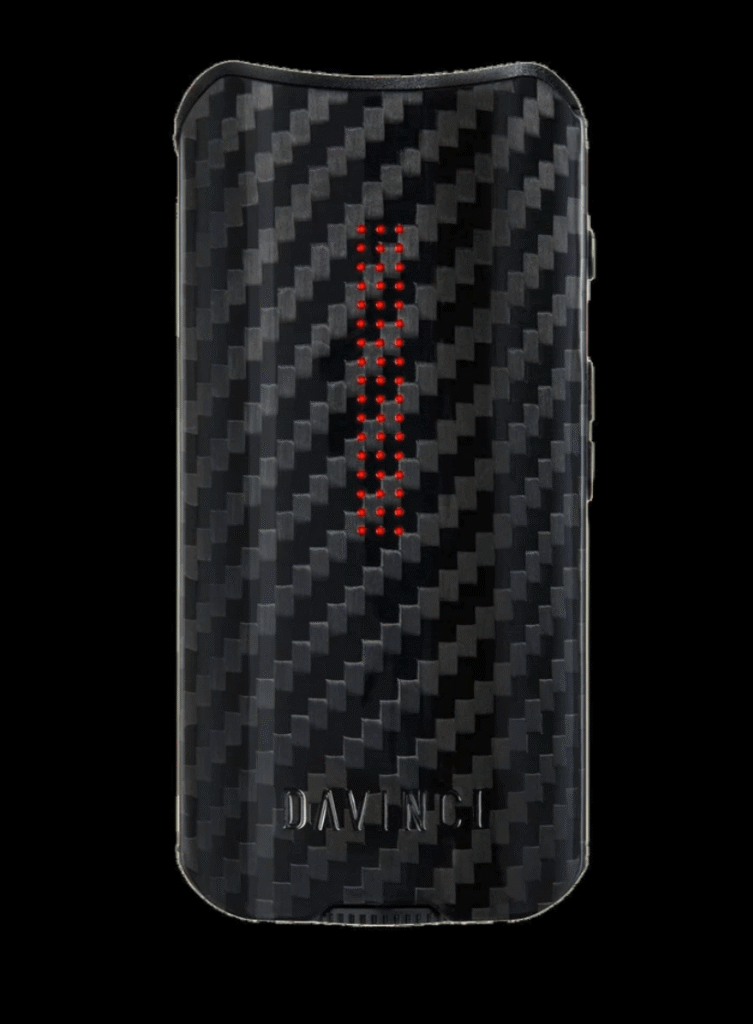 Here is a full frontal view of the Davinci IQ2 Carbon portable dry herb vapes limited edition.