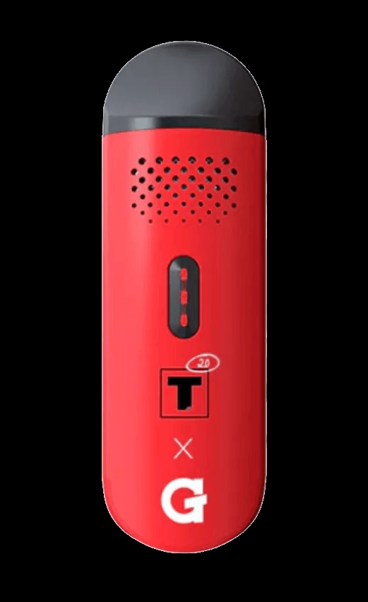 Try one of these Tyson Red G Pen Dash portable dry herb vapes shown here in full frontal view.