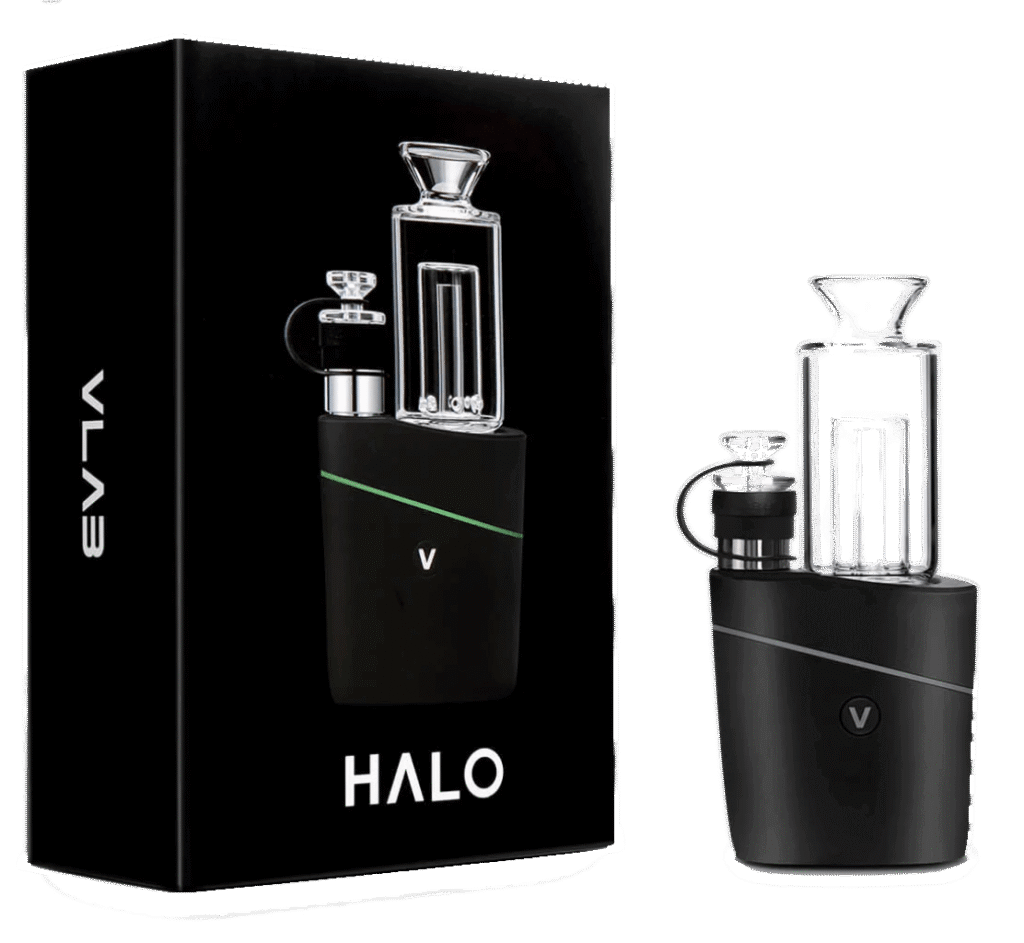 Black VLAB Halo V2 smart e-rig sitting beside its matching retail box.
