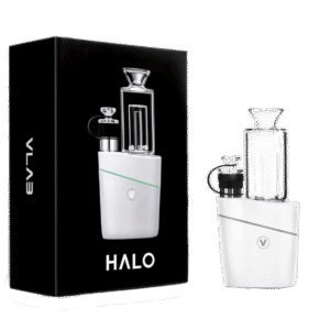White VLAB Halo V2 smart e-rig sitting beside its matching retail box.