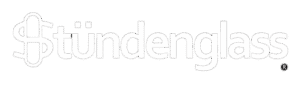 Stündenglass official text logo in white, with a transparent background, representing the premium brand.